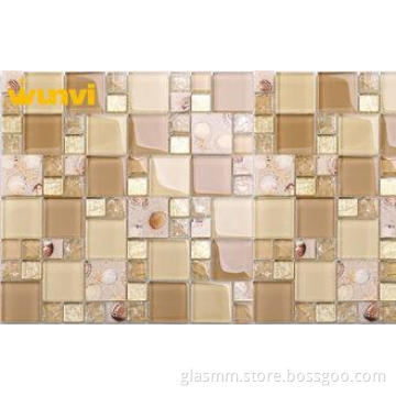 Broken Iridescent Glass Mosaic Tile , Seashell Glass Mosaic